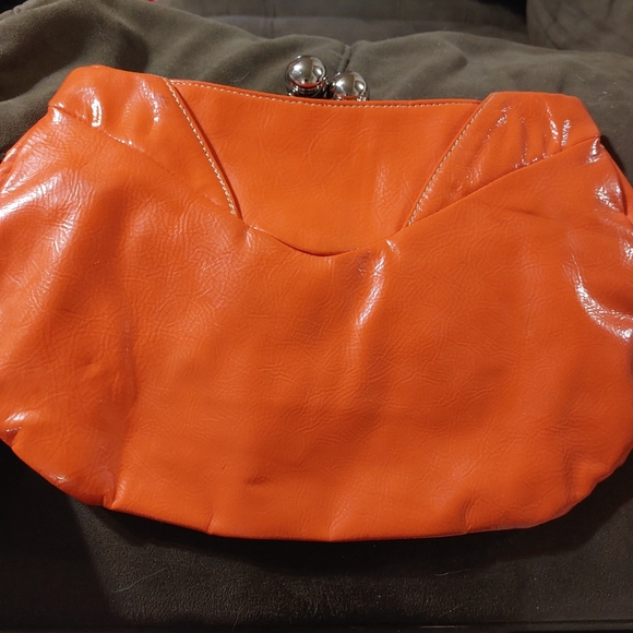 Vintage Orange Faux Leather & Rhinestone Clutch - Picture 5 of 13